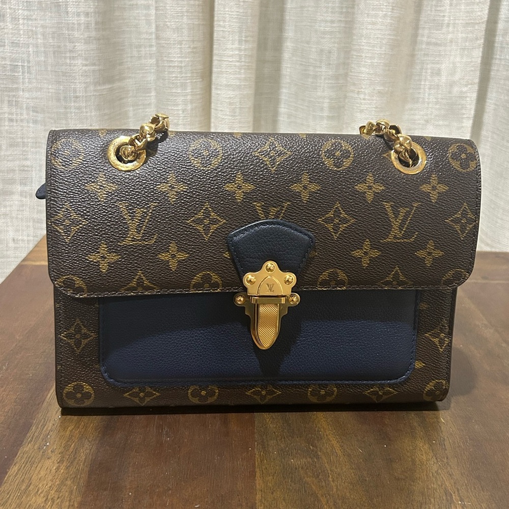 Louis Vuitton Brown and Navy Monogram Bag